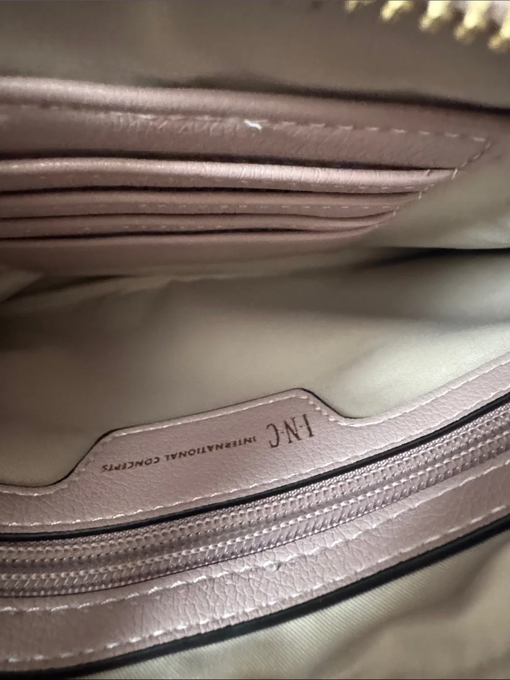 INC International Concepts Dusty Pink Pebbled Leather Wristlet Clutch